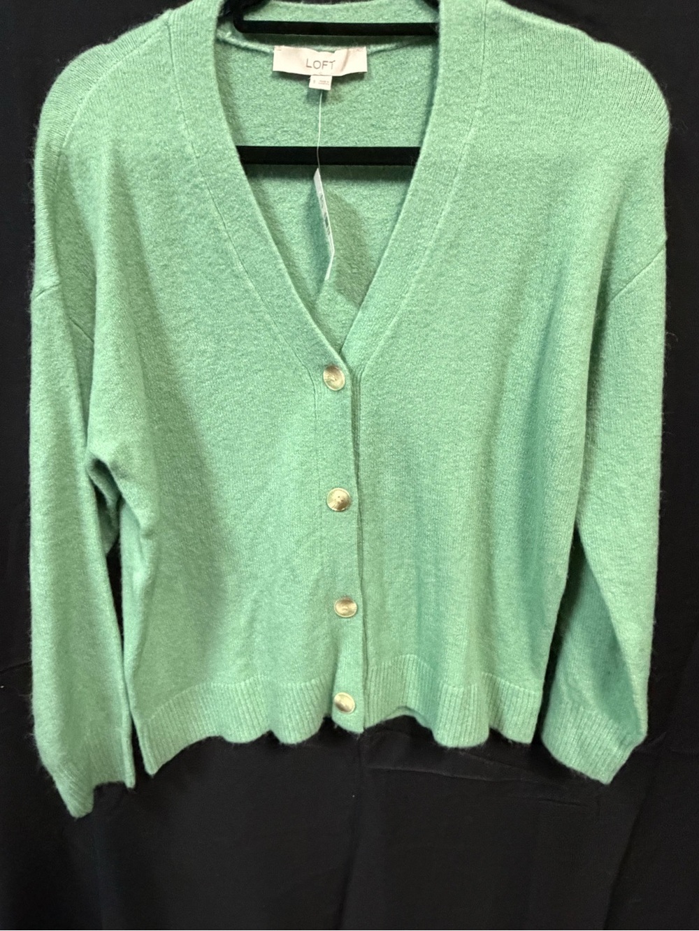 LOFT Seafoam Green V-Neck Button Front Cardigan